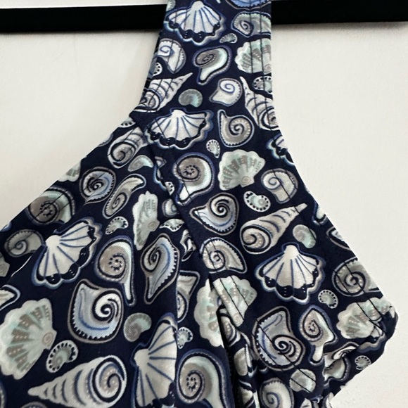 NWOT Island Pearls Women’s 12 Blue Seashell One Piece Ruched Front Bathing Suit. - Picture 11 of 16